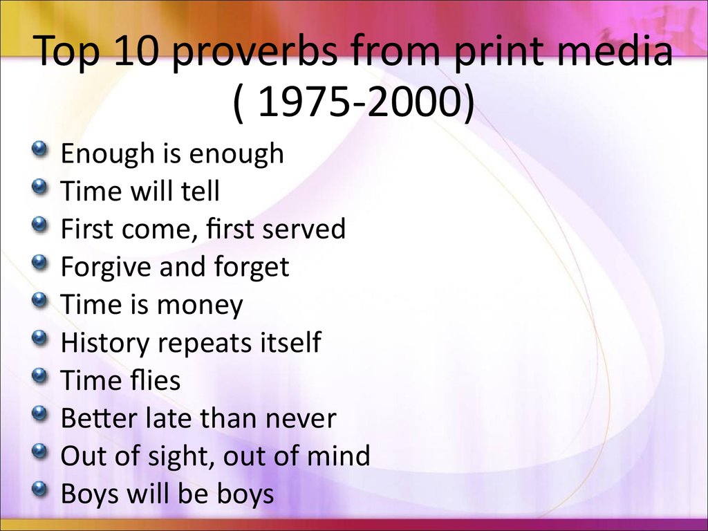 Using proverbs in the english classroom - презентация онлайн