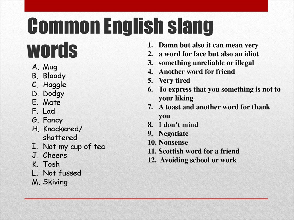 British slang and text language online presentation