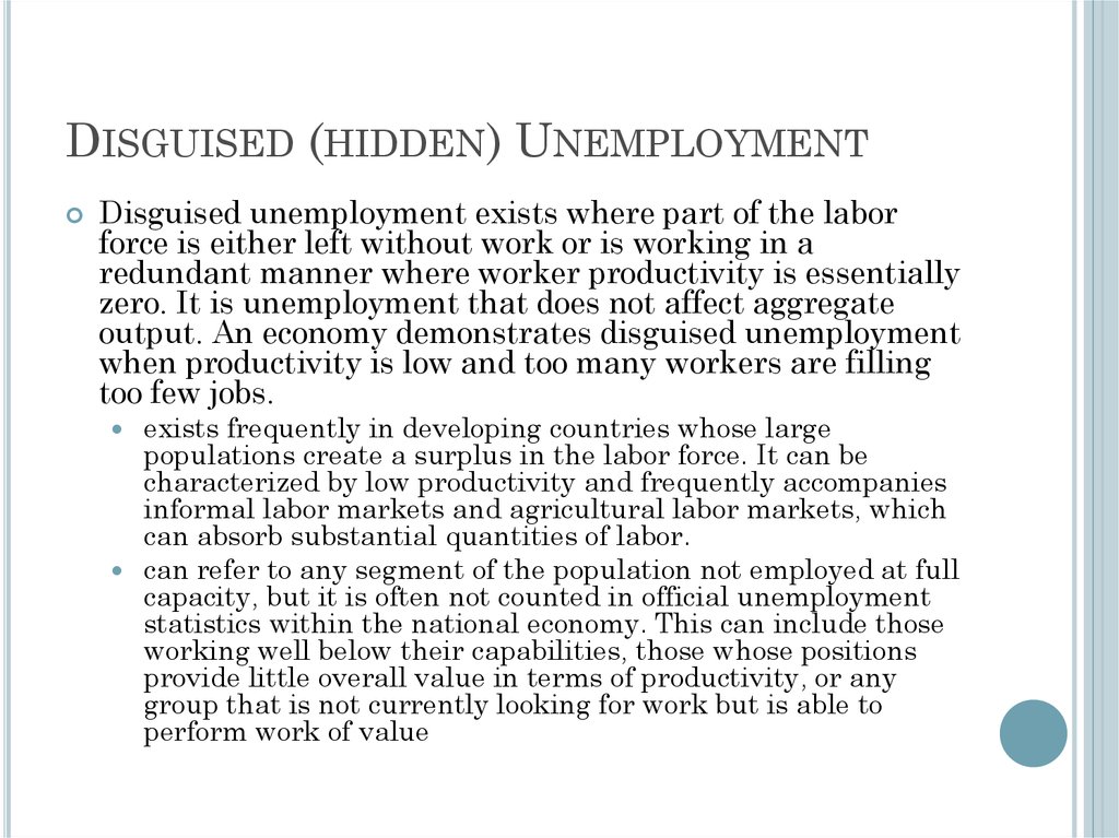 Disguised (hidden) Unemployment