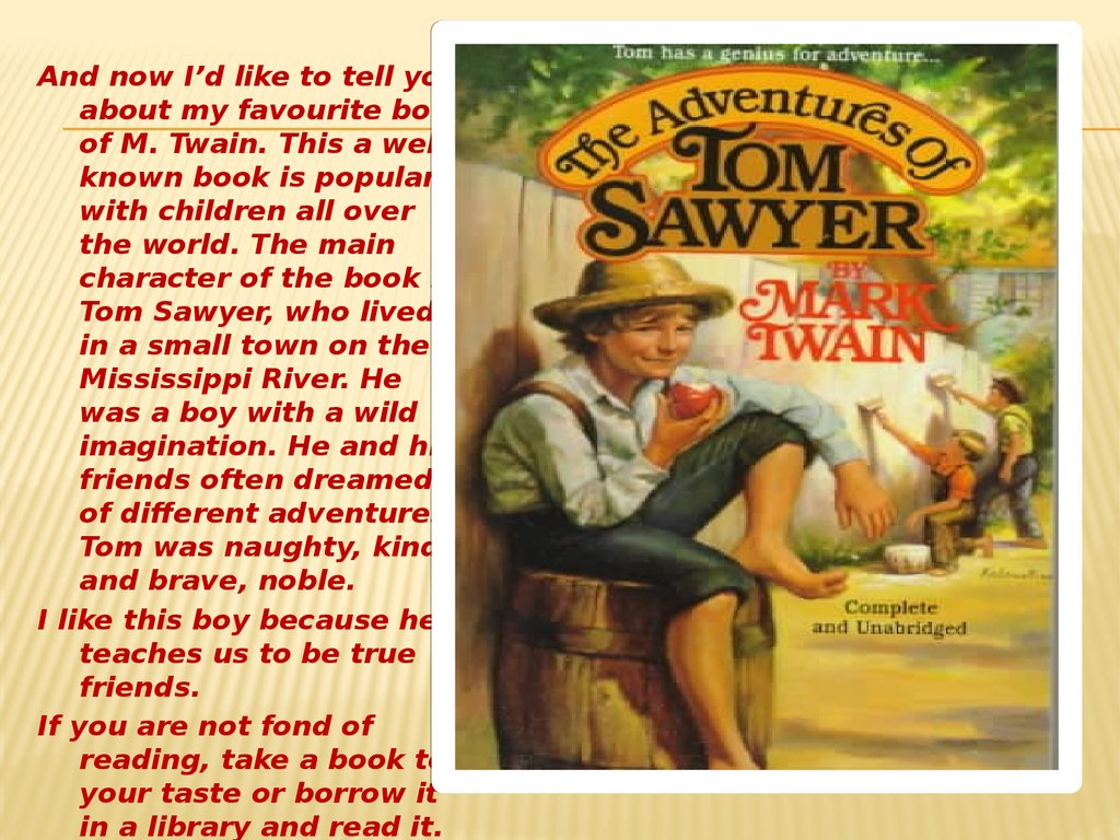 The adventures of Tom Sawyer - online presentation