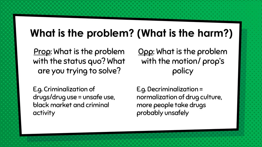 What is the problem? (What is the harm?)