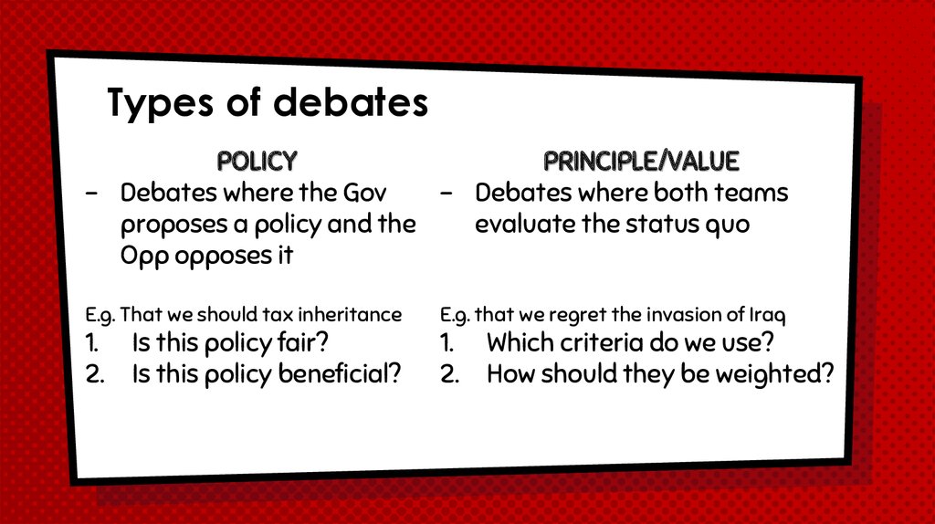 Types of debates