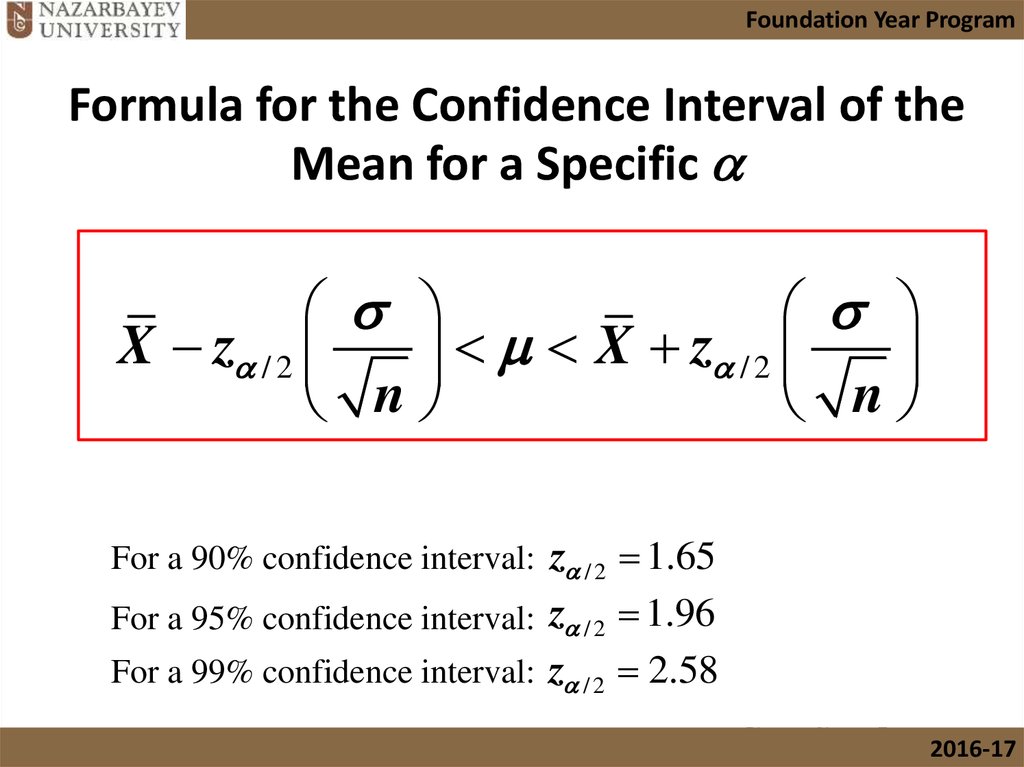 confidence interval formula population mean