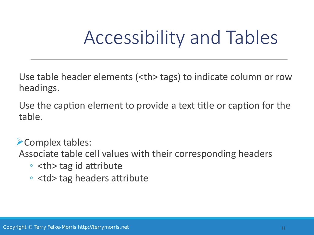 Accessibility and Tables