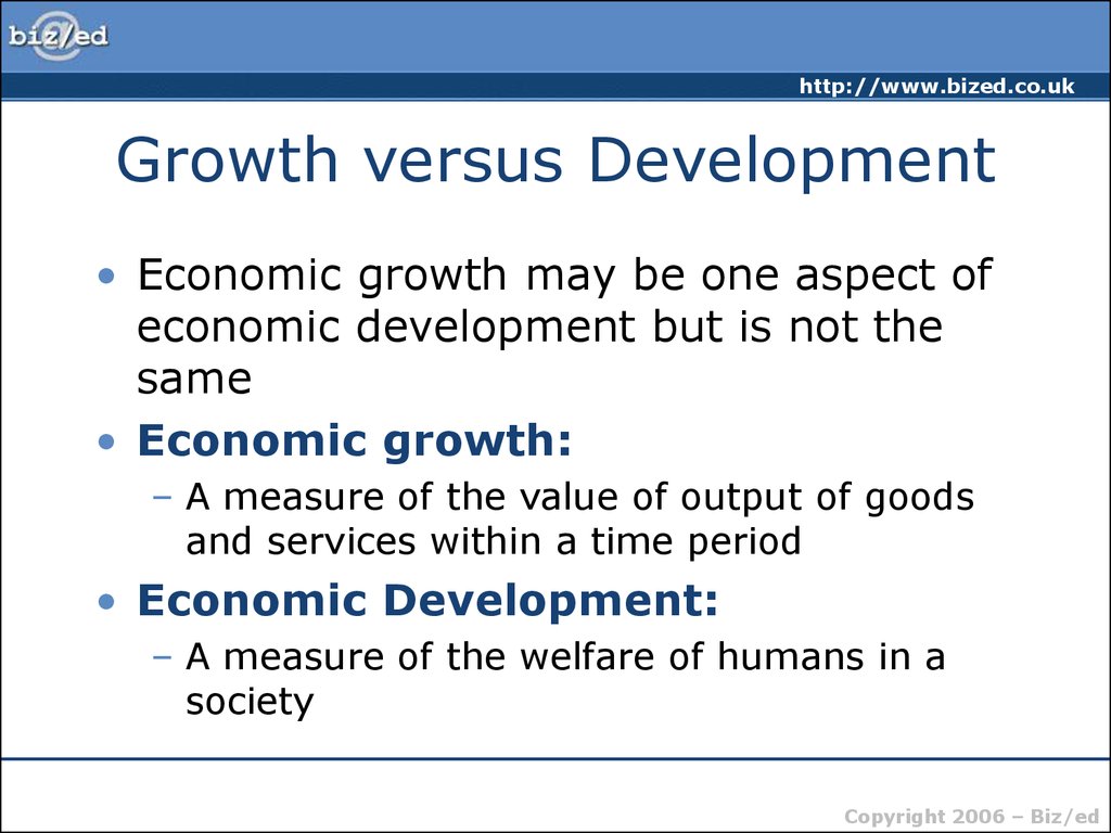 Indicators of economic development - online presentation