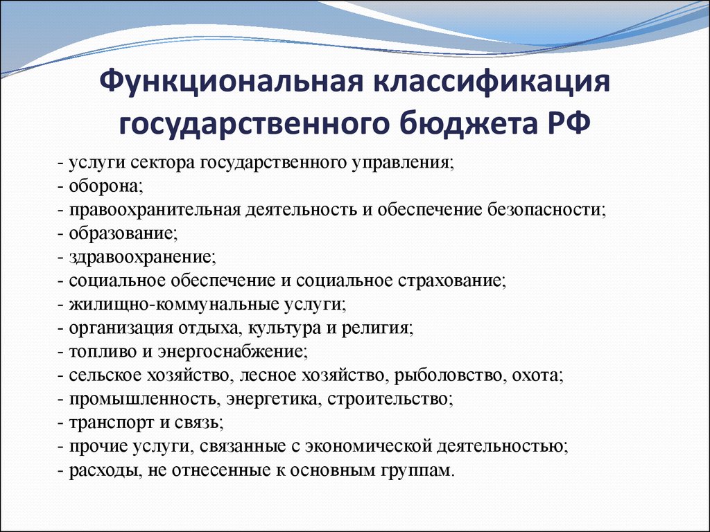 Функциональная классификация государственного бюджета РФ