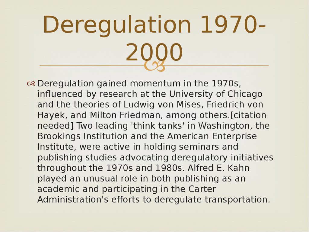 Deregulation 1970-2000