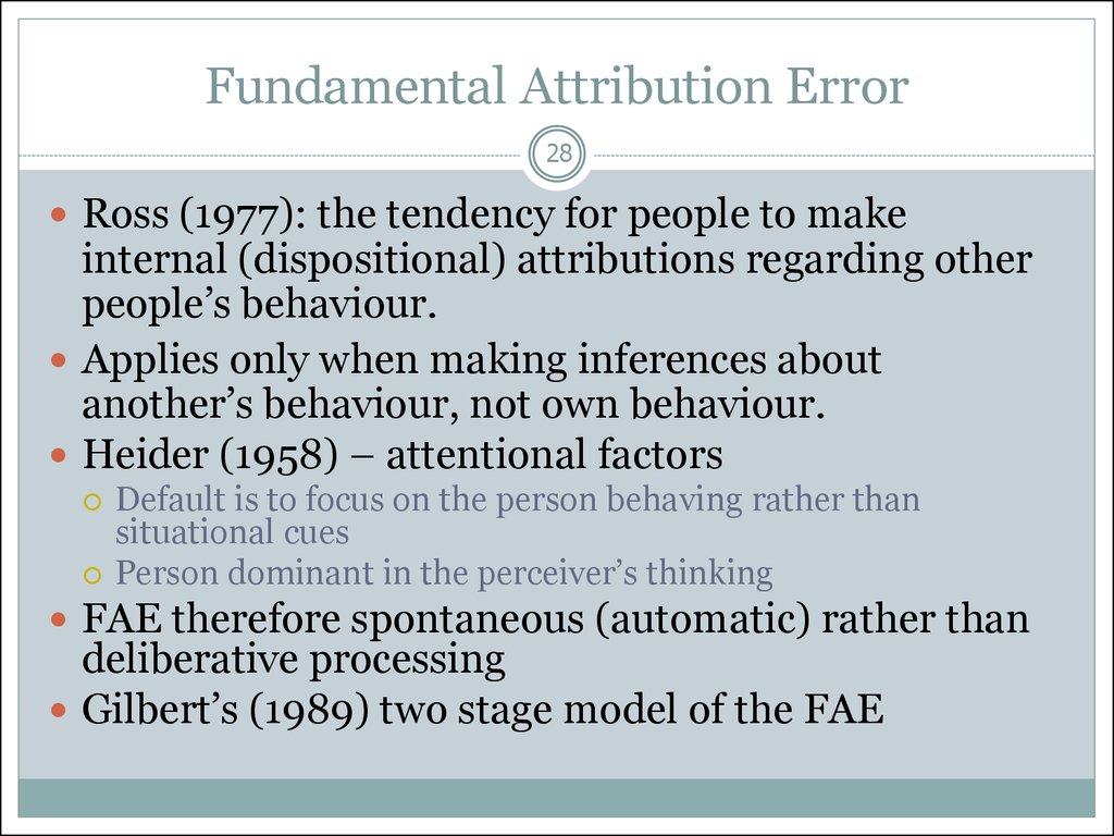 fundamental attribution error and actor observer bias