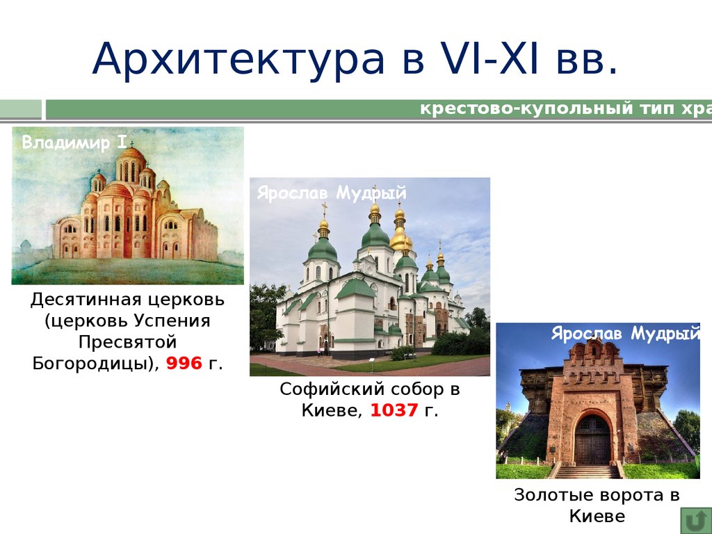Архитектура в VI-XI вв.
