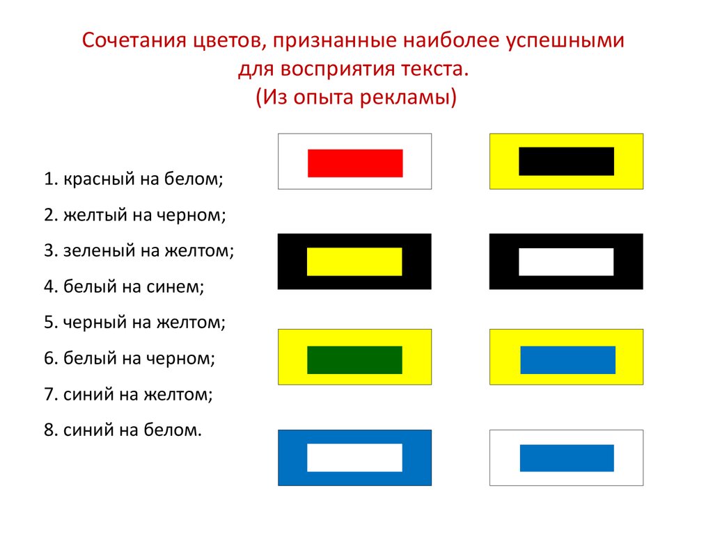 Фон и цвет текста для презентации