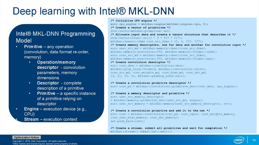 Deep learning with Intel® MKL-DNN