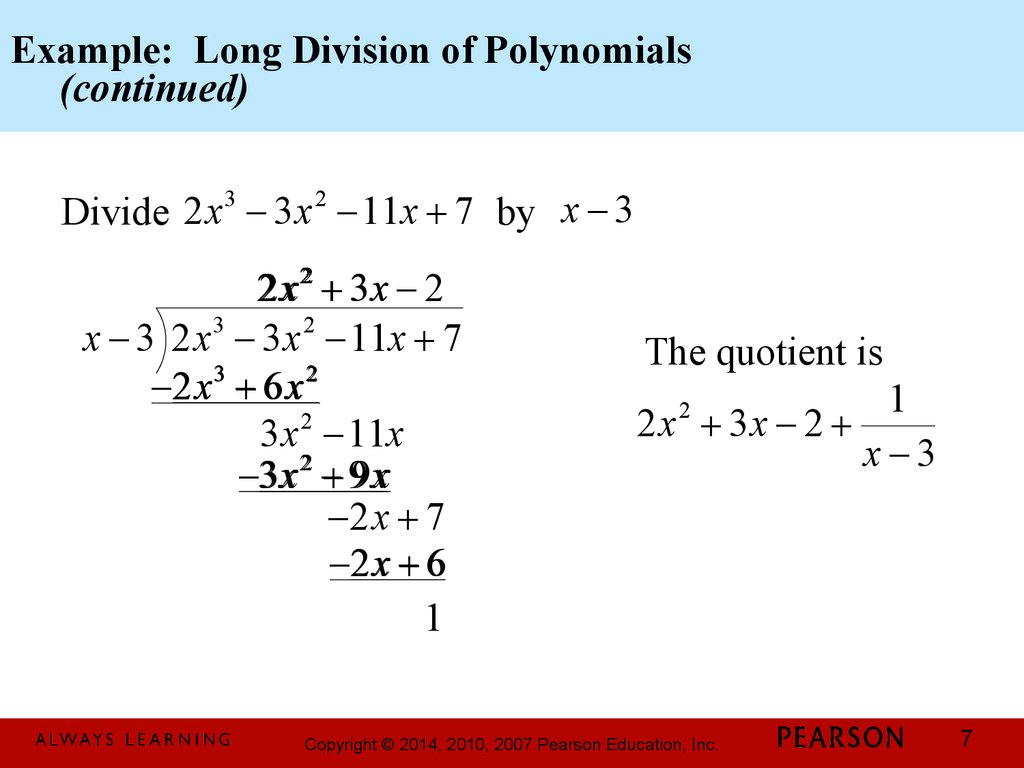 Chapter 1 Polynomial And Rational Functions 3 3 Dividing Polynomials 