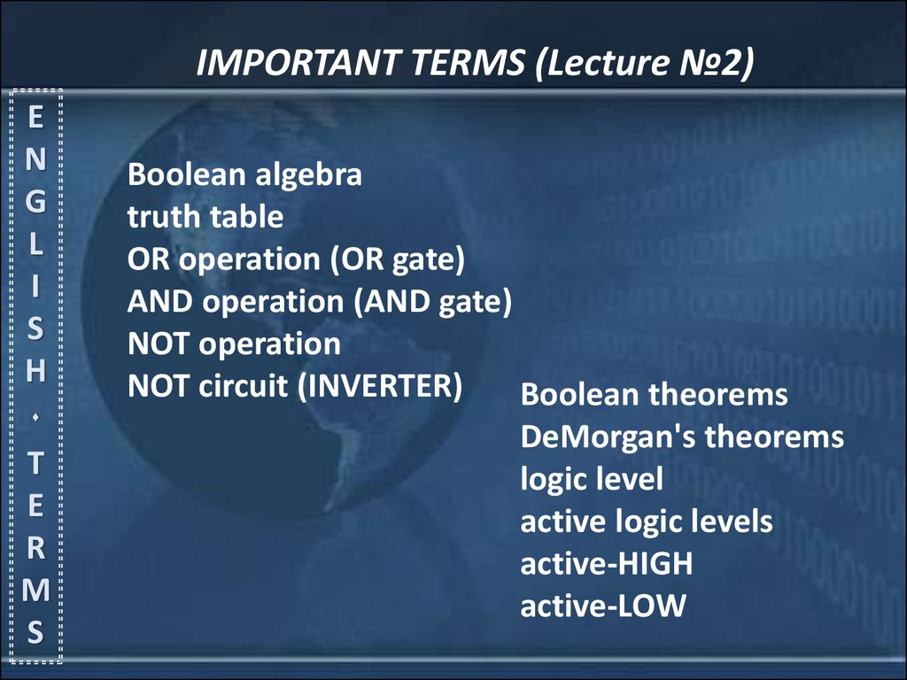IMPORTANT TERMS (Lecture №2)