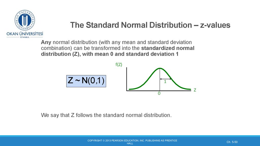 The Standard Normal Distribution – z-values