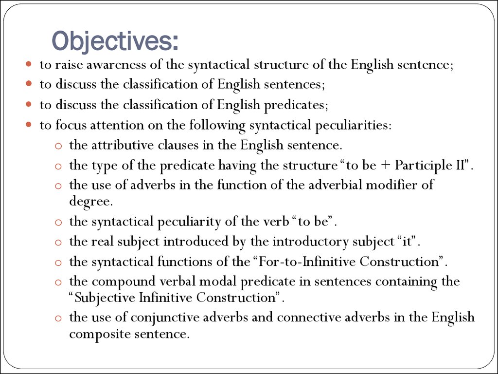 The Syntactical Analysis Of An English Sentence 