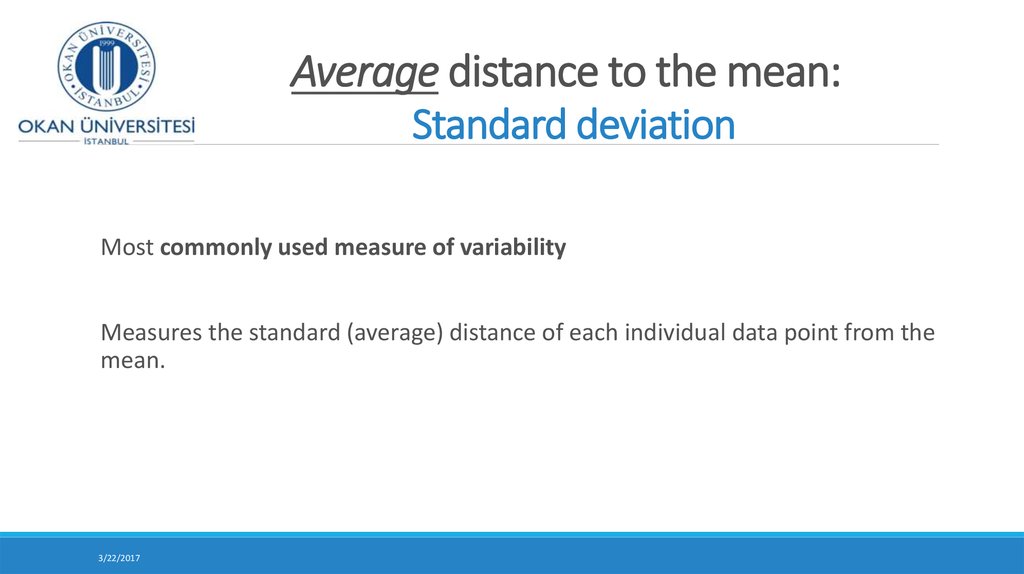 Average distance to the mean: Standard deviation