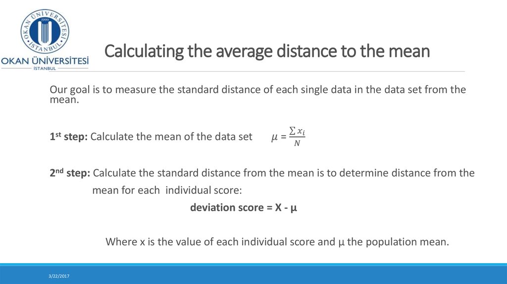 Calculating the average distance to the mean