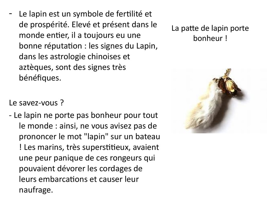 Rsultat de recherche dimages pour porte bonheur patte lapin