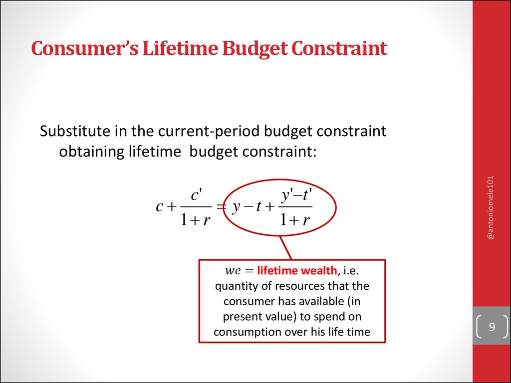 Consumer’s Lifetime Budget Constraint