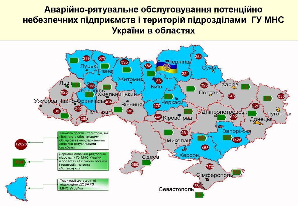 Аварійно-рятувальне обслуговування потенційно небезпечних підприємств і територій підрозділами ГУ МНС України в областях