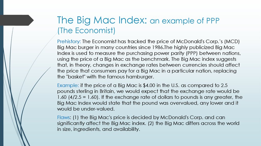 The Big Mac Index: an example of PPP (The Economist)
