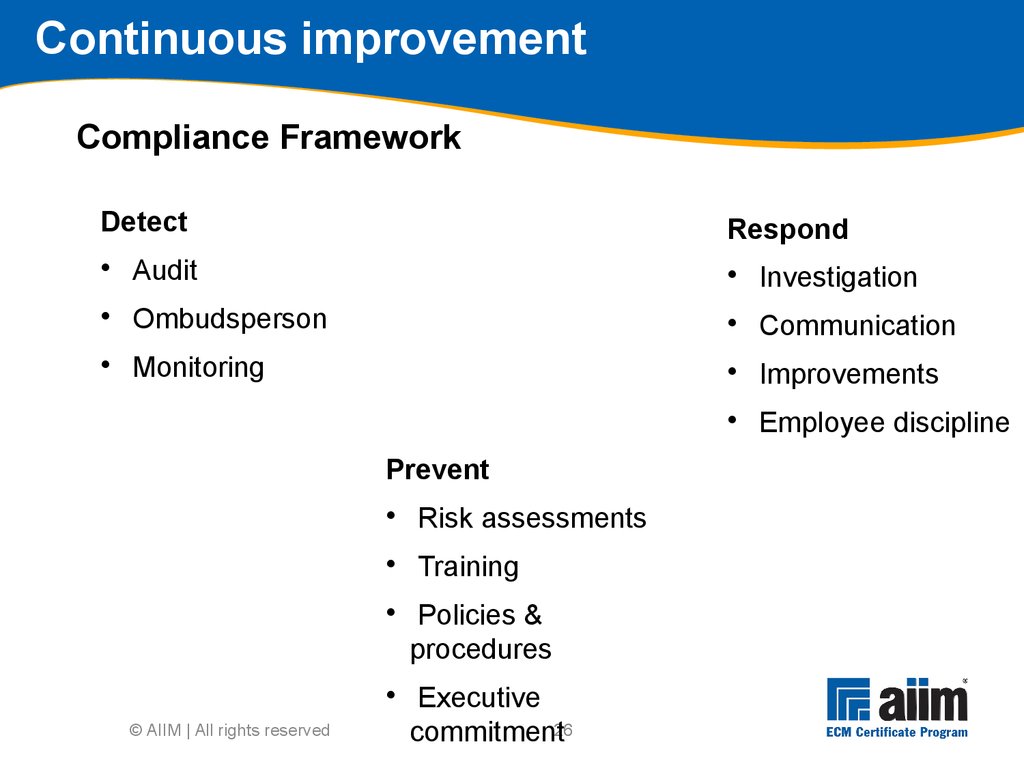 Continuous improvement