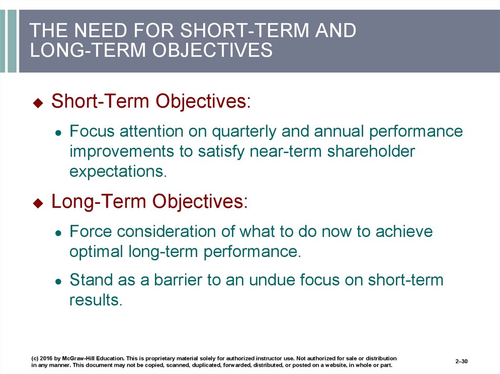 Charting a company’s direction. Its vision, mission, objectives, and