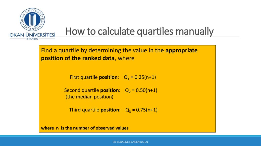 How to calculate quartiles manually