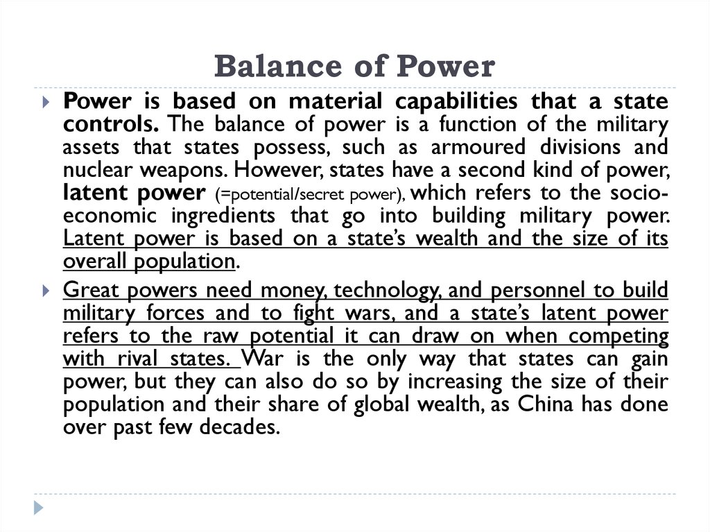 Realism Neo realism Structural Realism Chapter 3 