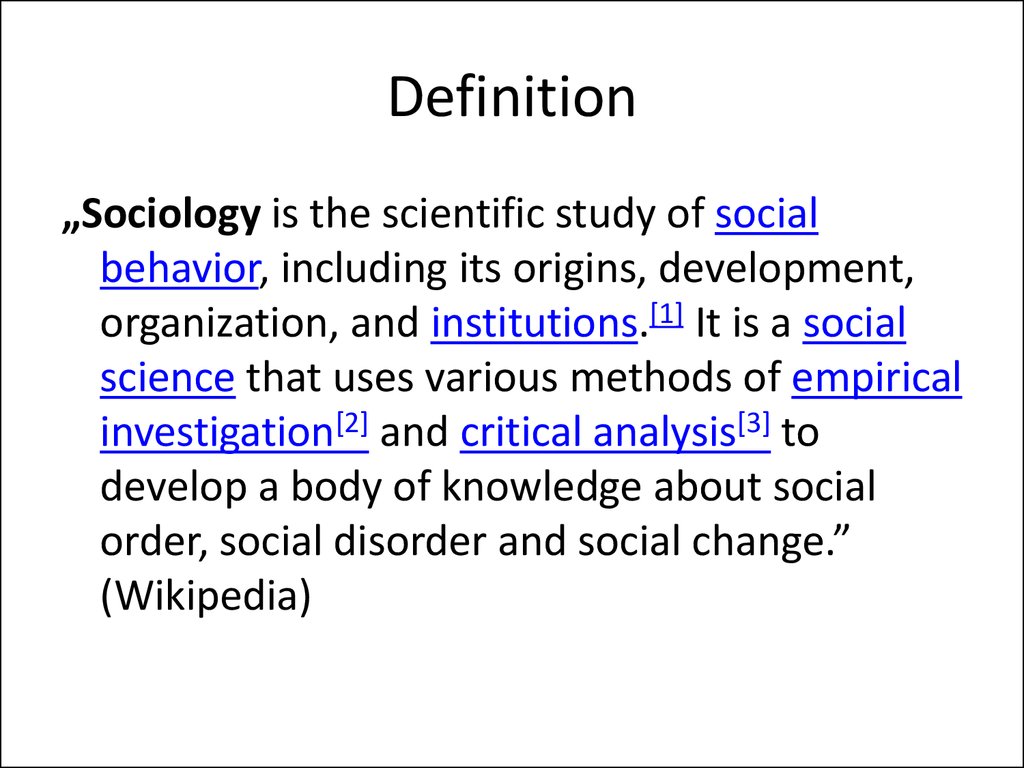 Introduction to sociology. Sociology as science - презентация онлайн
