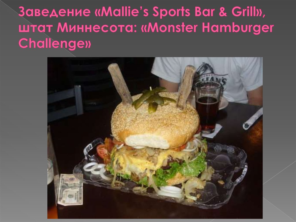 Заведение «Mallie’s Sports Bar & Grill», штат Миннесота: «Monster Hamburger Challenge»