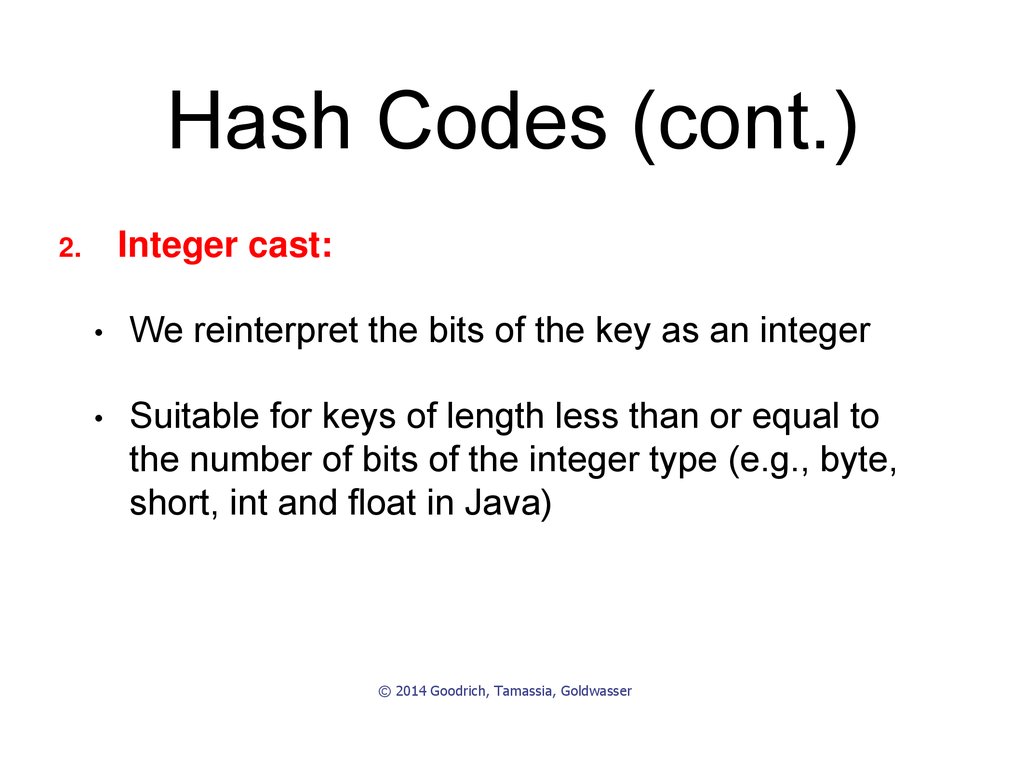 Hash Codes (cont.)