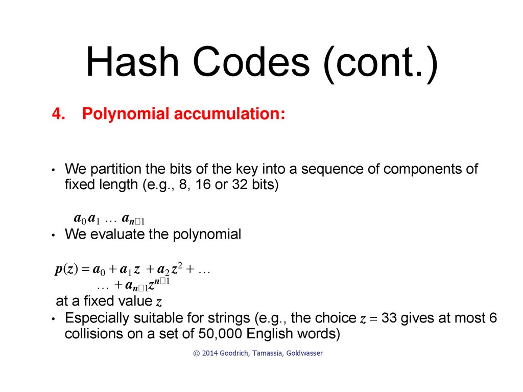 Hash Codes (cont.)