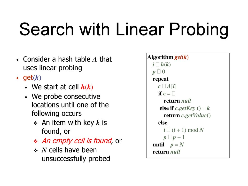 Search with Linear Probing