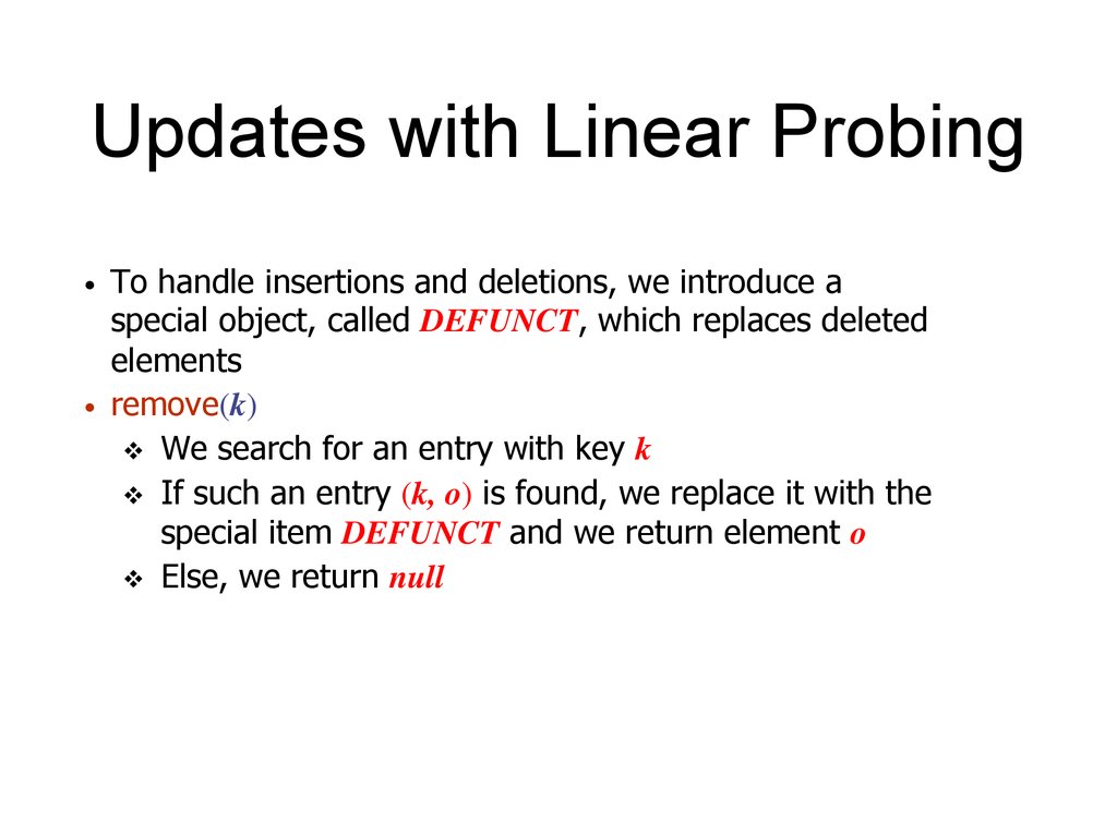 Updates with Linear Probing