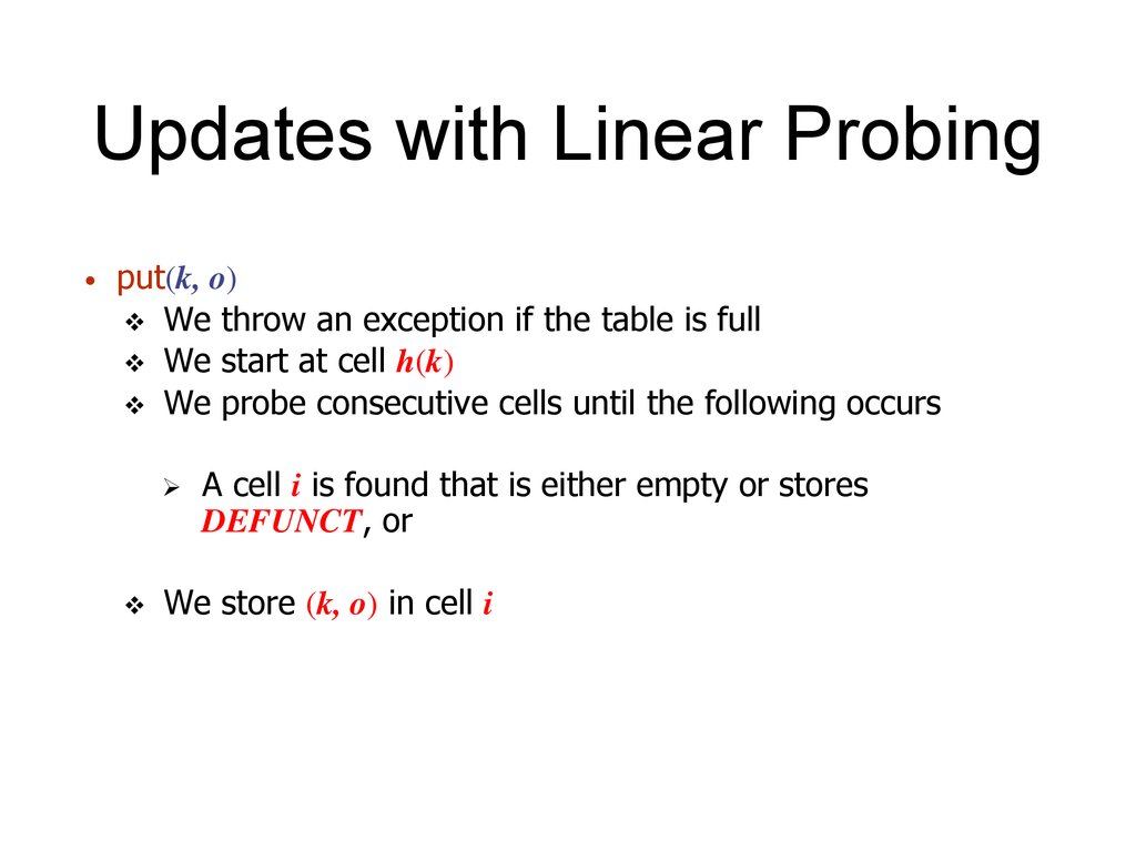 Updates with Linear Probing