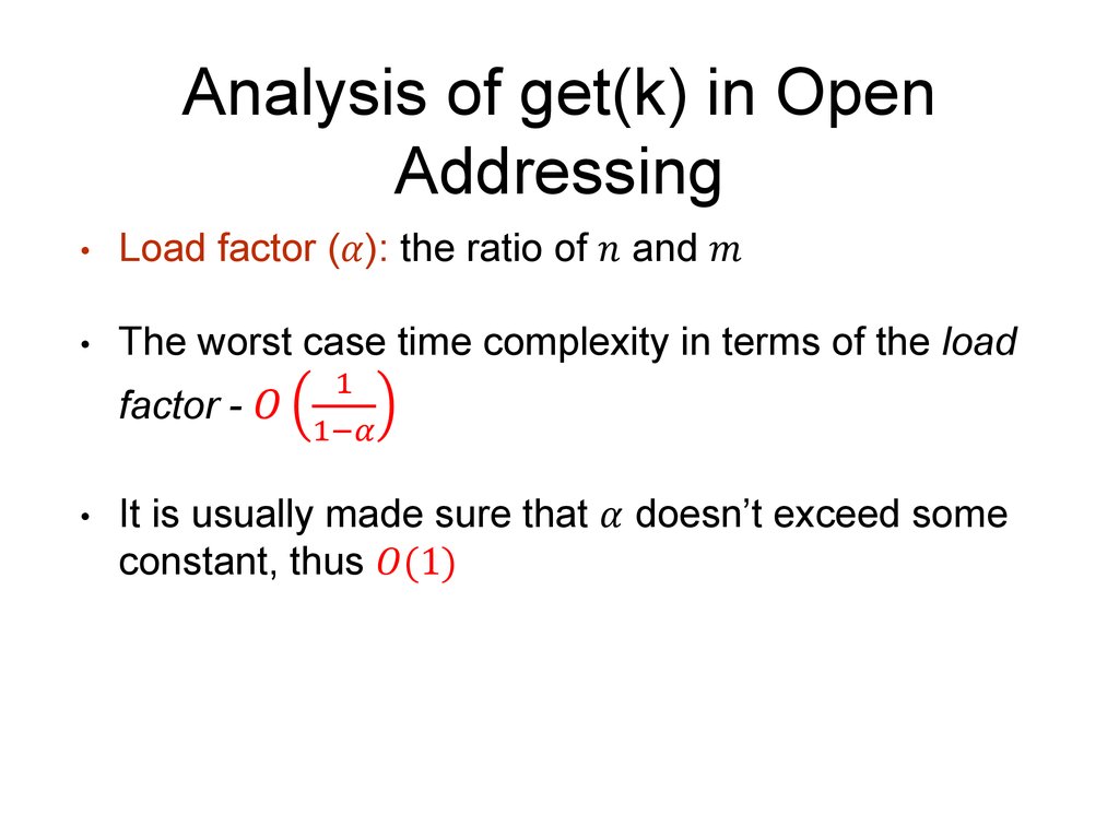 Analysis of get(k) in Open Addressing