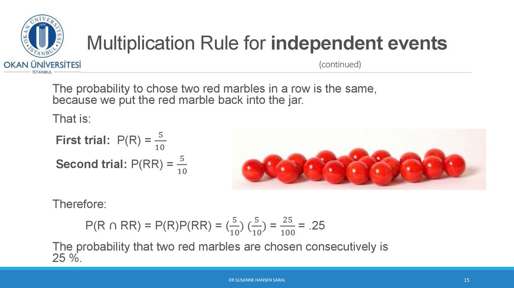 Multiplication Rule for independent events (continued)