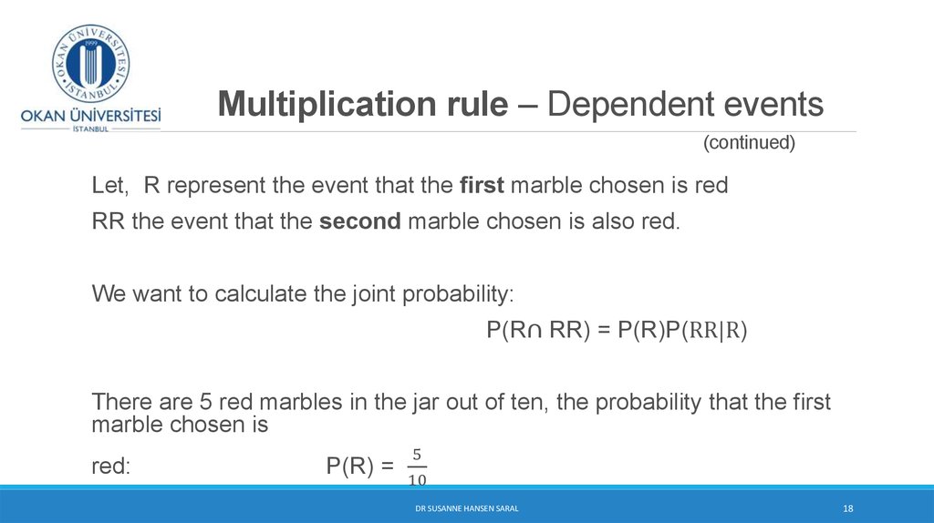 Multiplication rule – Dependent events (continued)