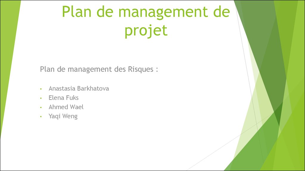 Plan de management de projet  презентация онлайн
