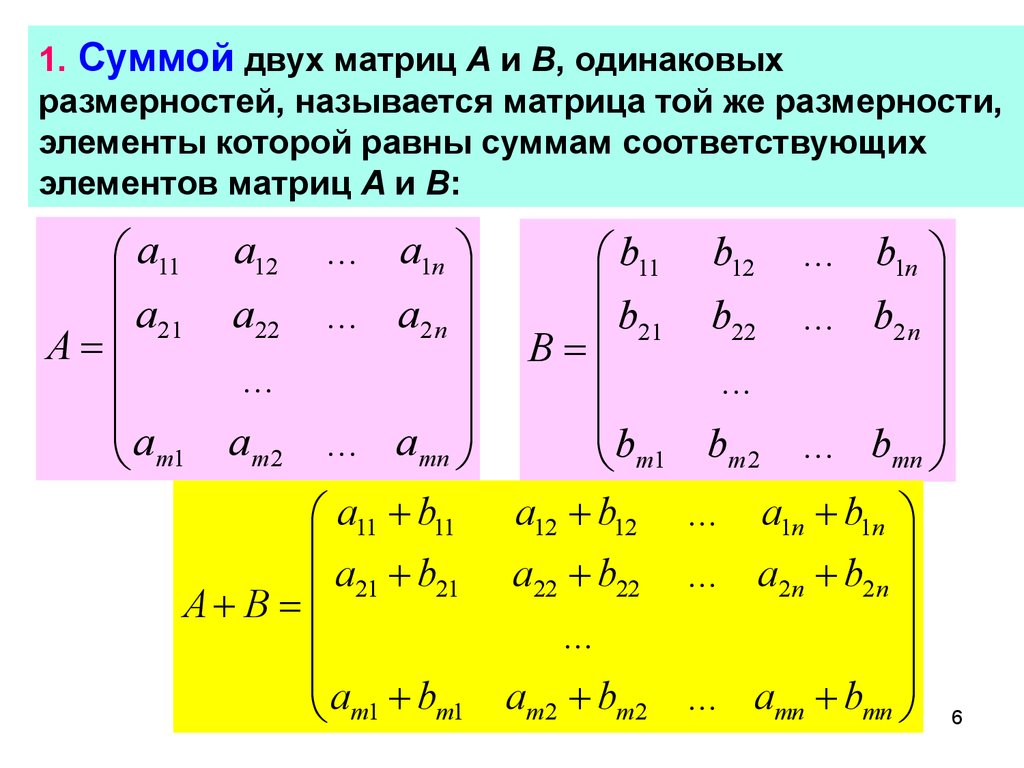 Презентация матрицы математика