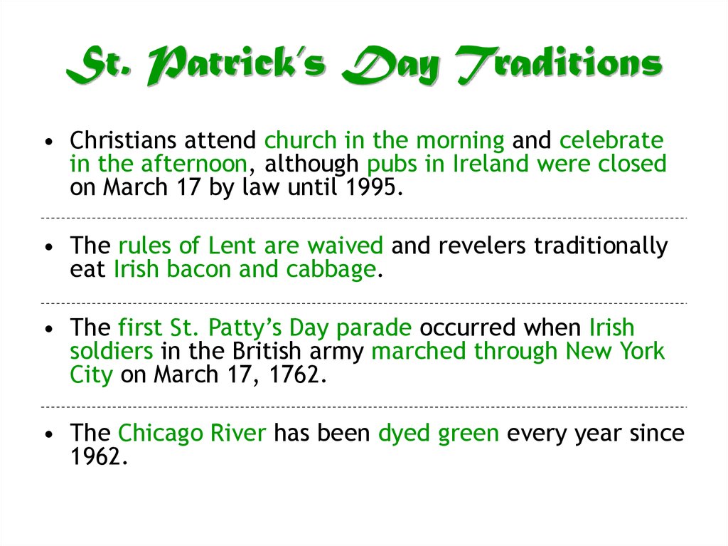 St Patrick S Day History And Traditions презентация онлайн