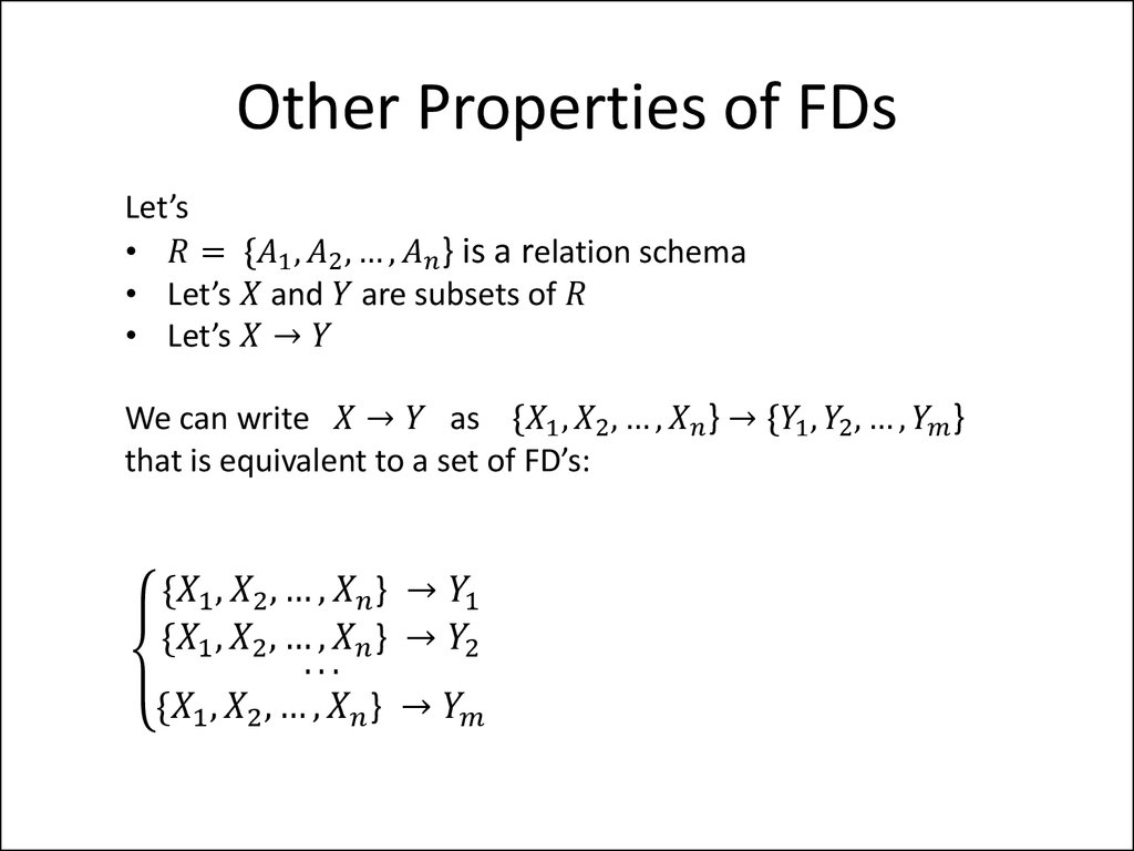 Other Properties of FDs