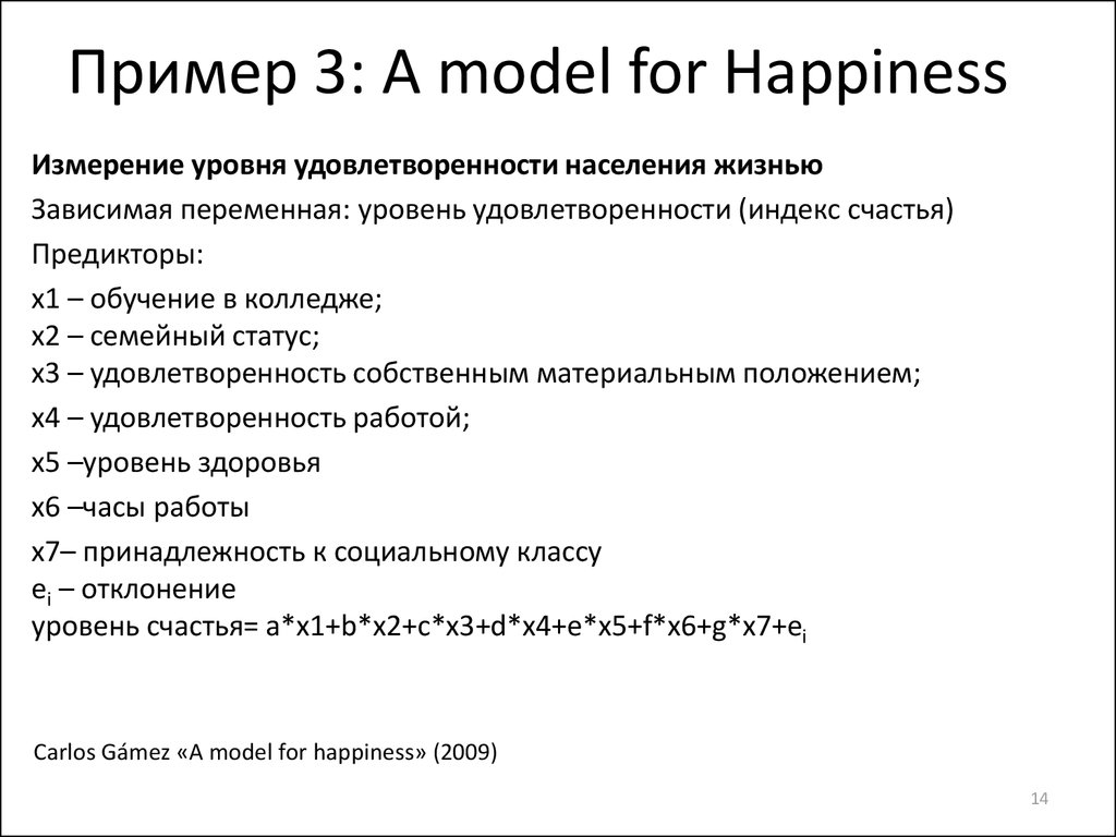 Пример 3: A model for Happiness