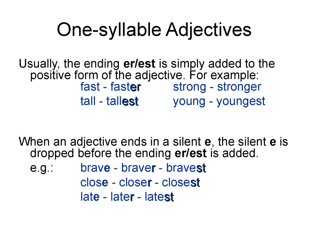One Syllable Adjectives That Compare Worksheet