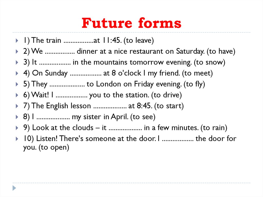 Future forms - презентация онлайн