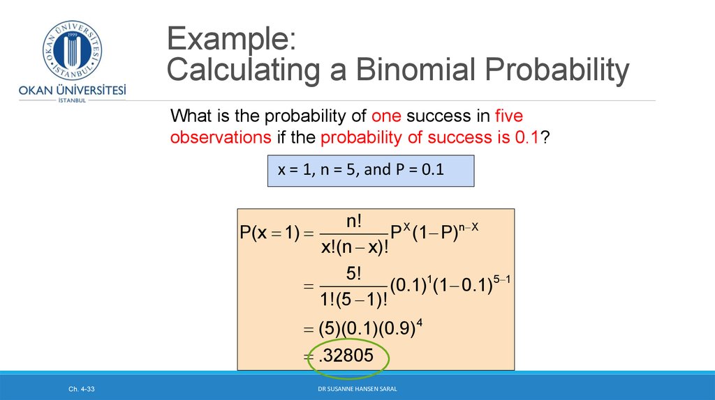 Example: Calculating a Binomial Probability