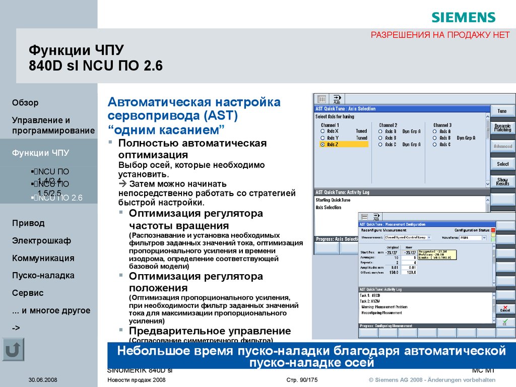 Функции ЧПУ 840D sl NCU ПО 1.5, 2.5 VCS plus