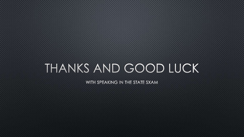 Thanks and good luck