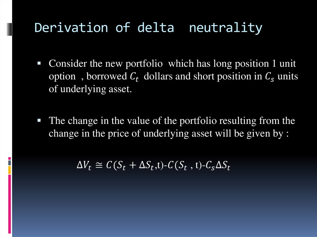 Derivation of delta neutrality